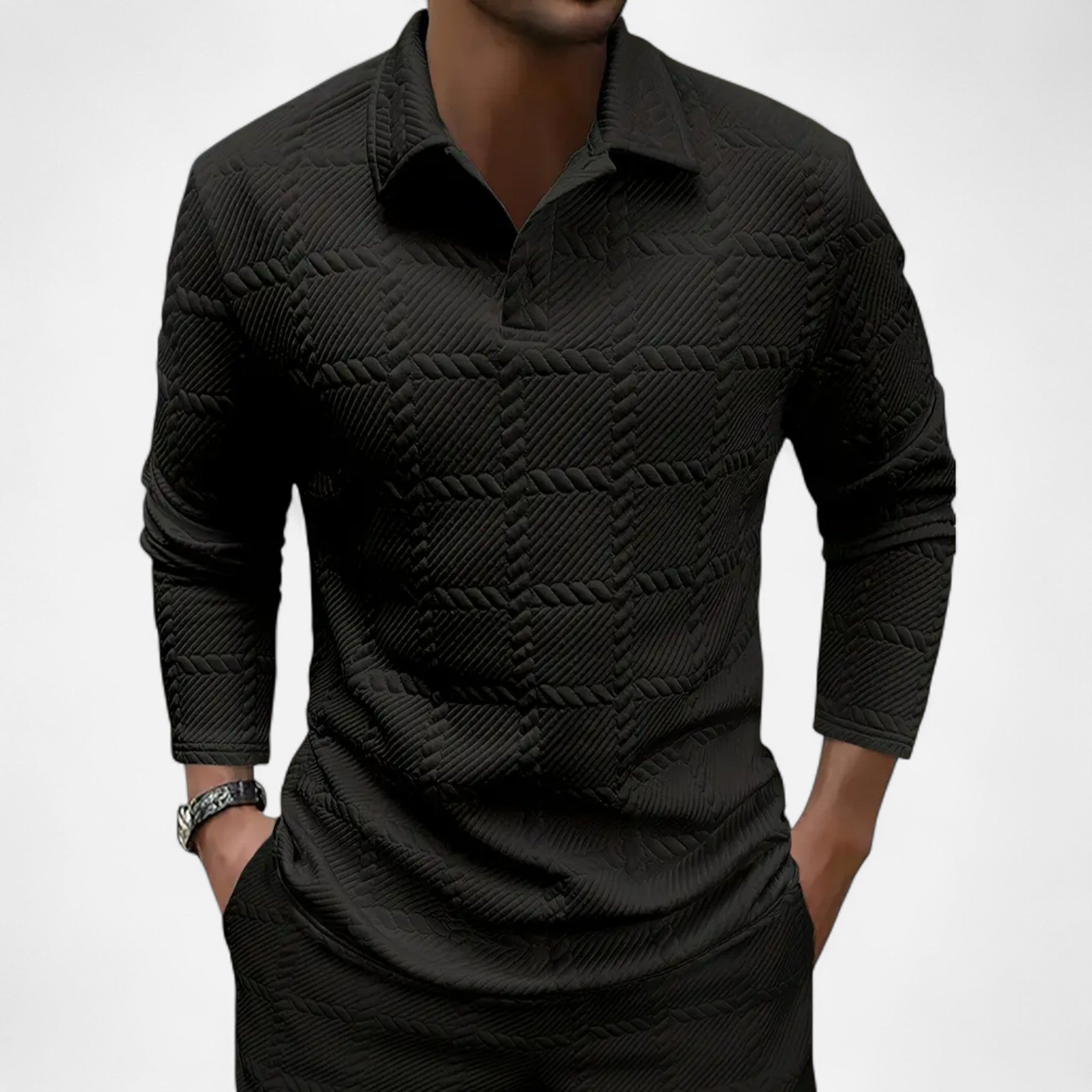 Sauvenor | Men’s Knitted Jacquard Polo Shirt