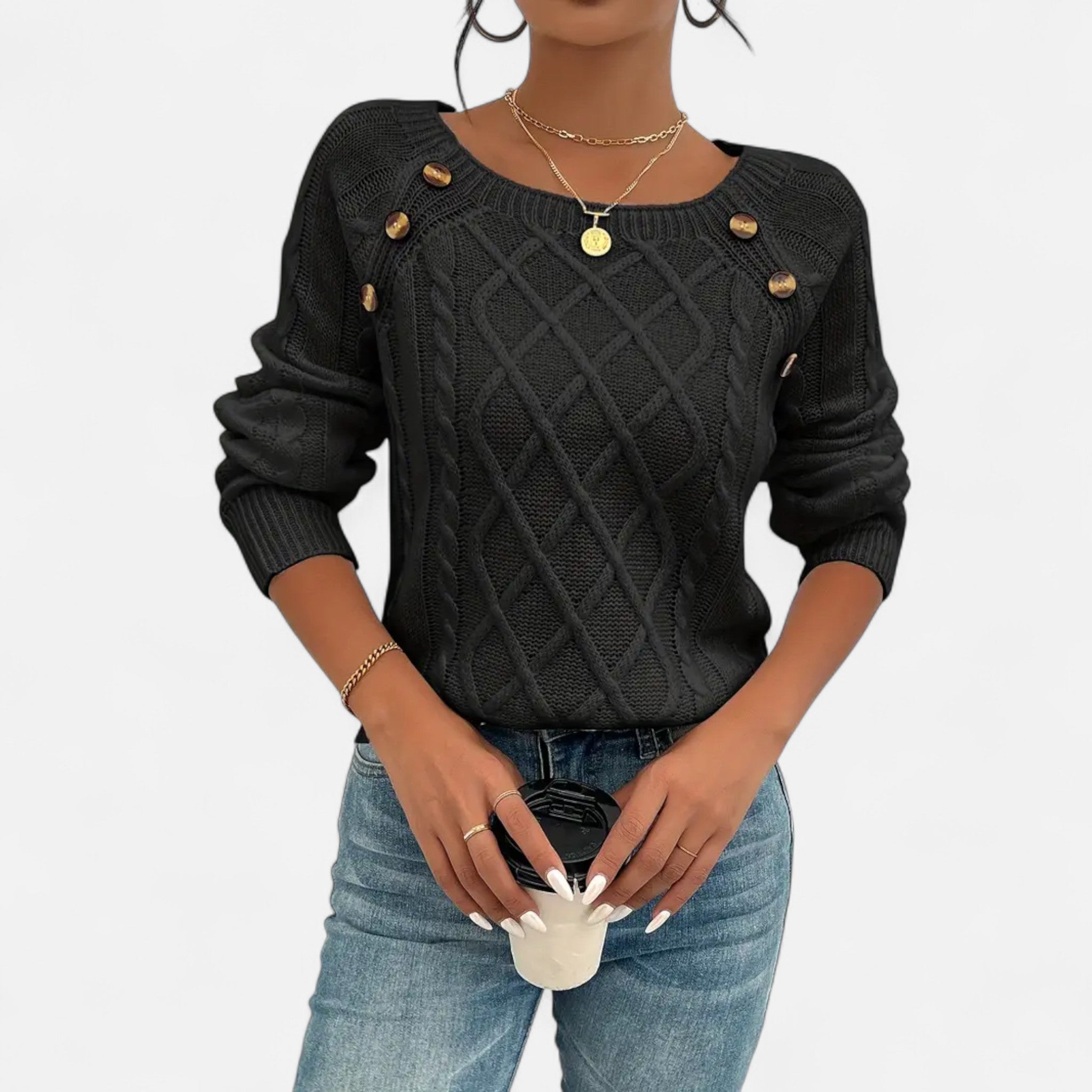 Sauvenor | Women’s Cable Knit Lantern Sleeve Sweater