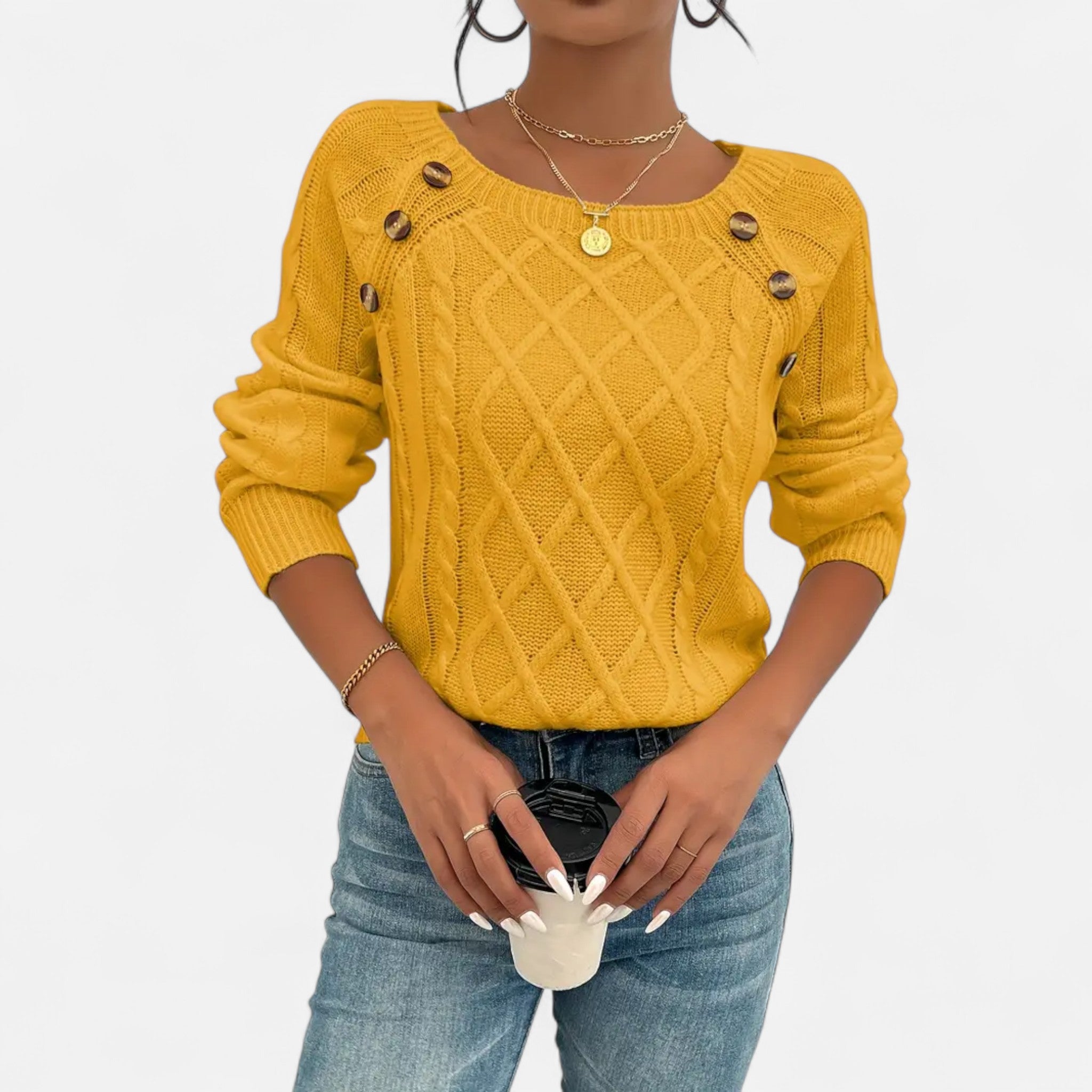 Sauvenor | Women’s Cable Knit Lantern Sleeve Sweater