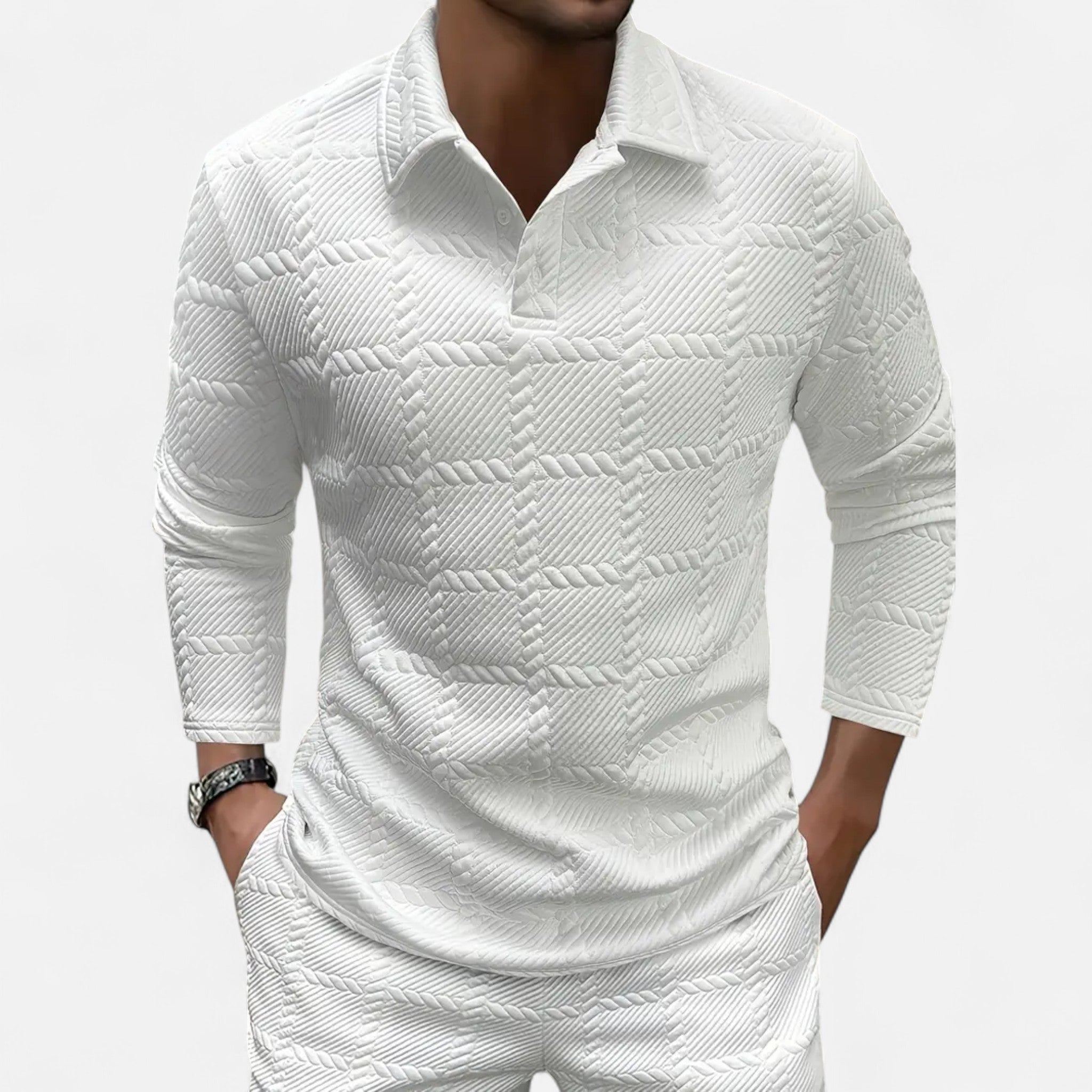 Sauvenor | Men’s Knitted Jacquard Polo Shirt