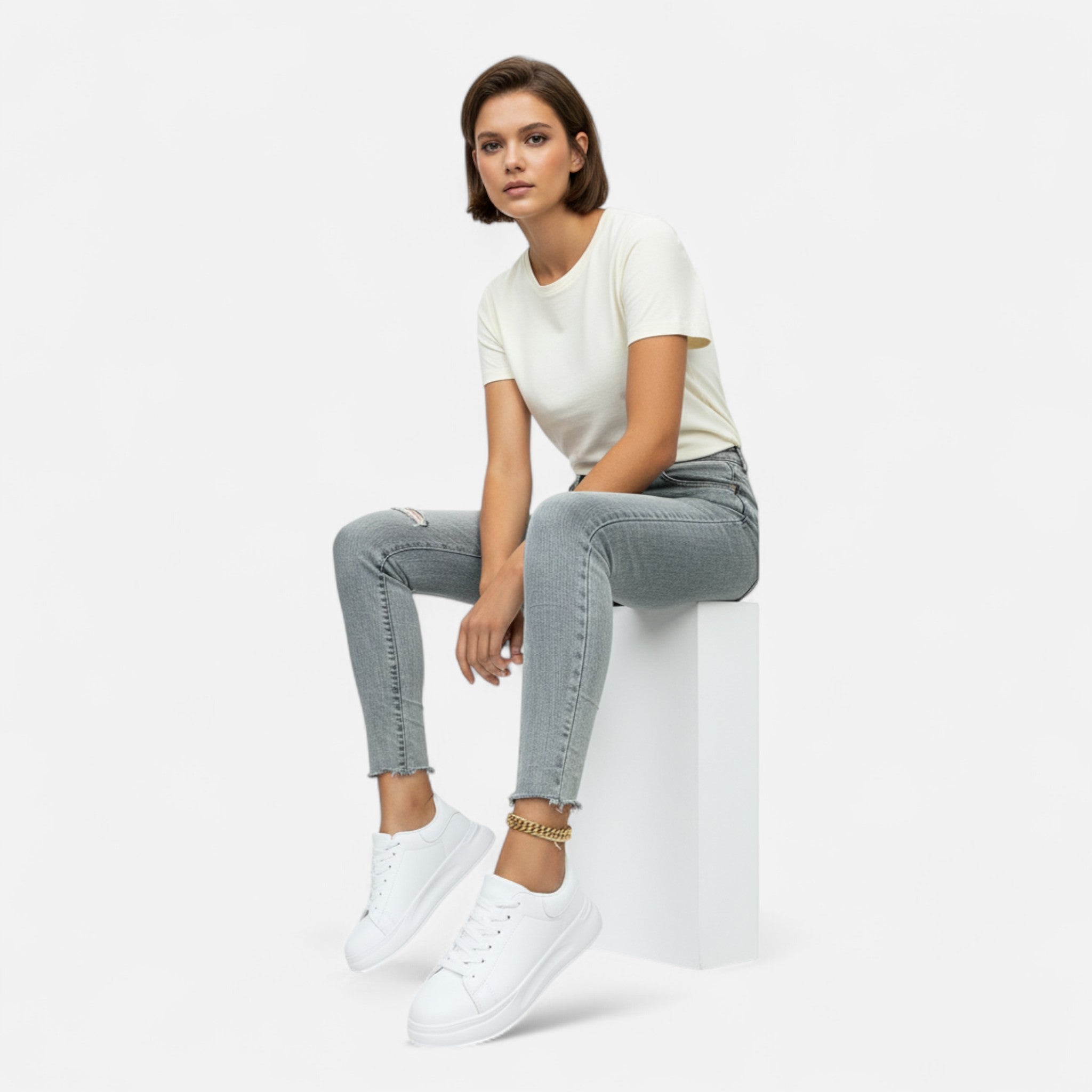 Sauvenor | Women’s Refined White PU Sneakers