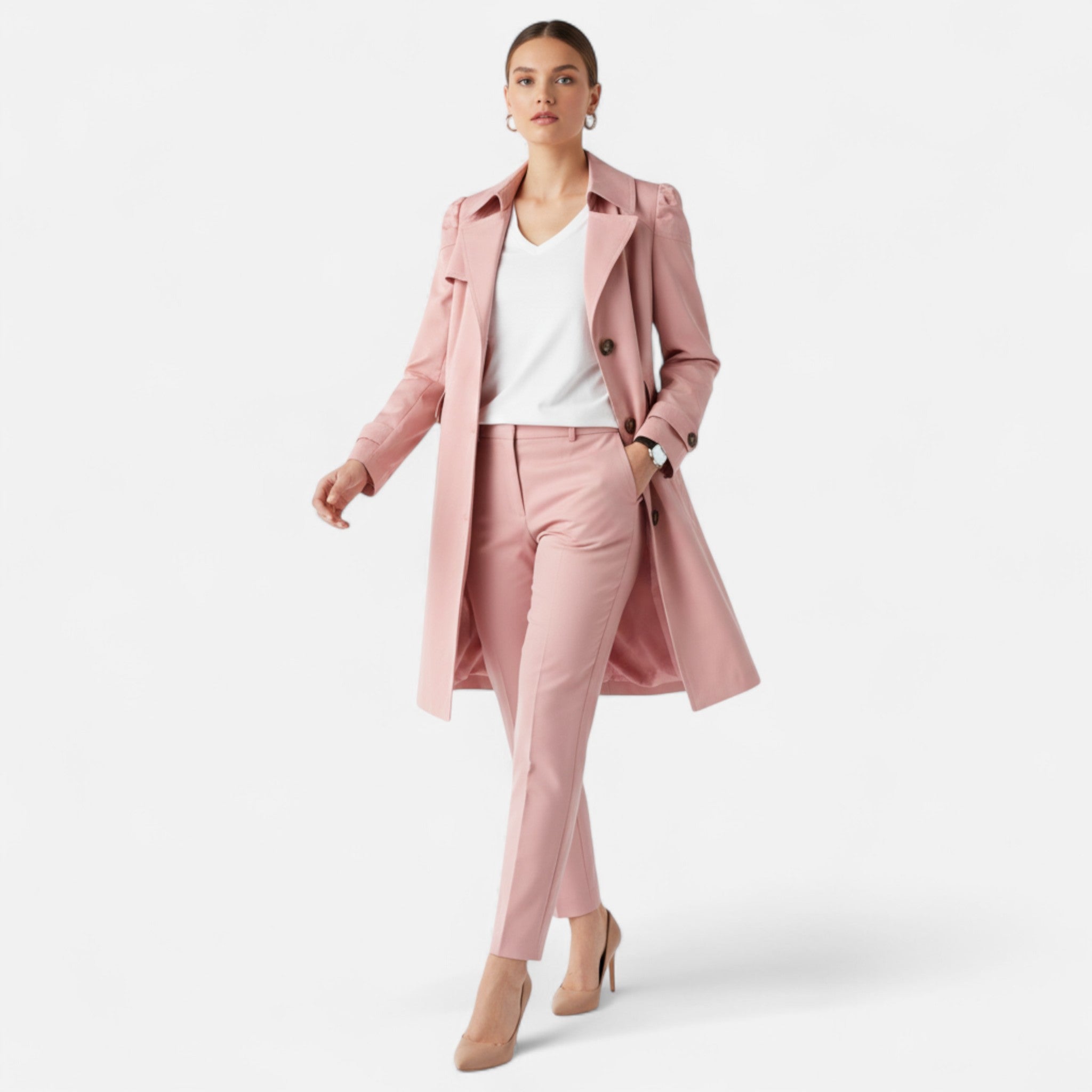 Sauvenor | Women’s Long Button-Up Trench Coat