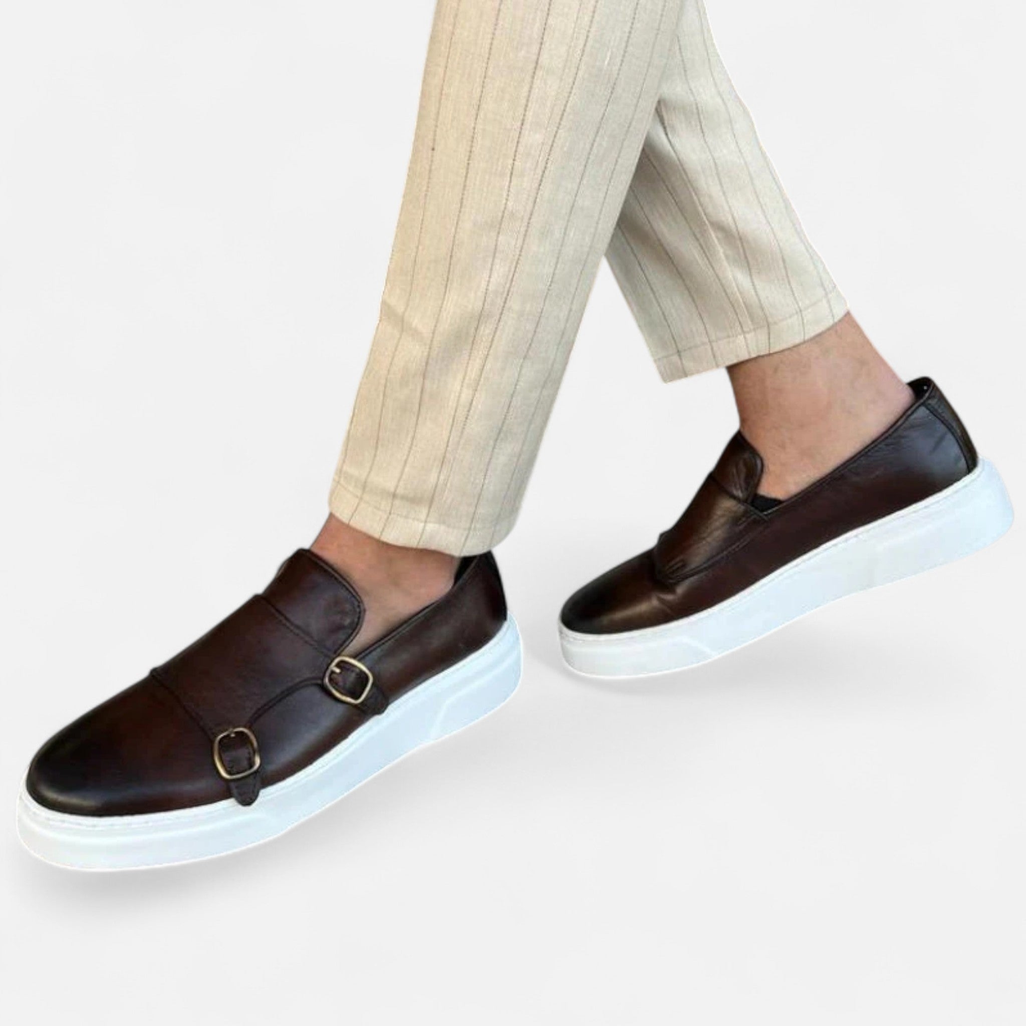 Sauvenor | Men’s Leather Double Monk Strap Loafers