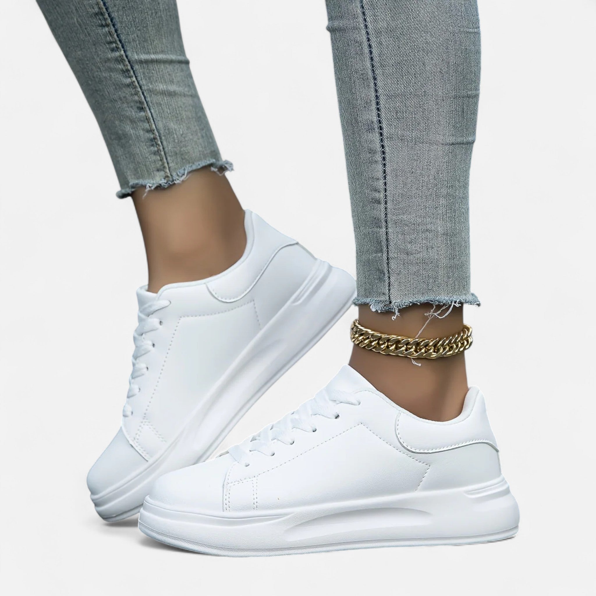 Sauvenor | Women’s Refined White PU Sneakers