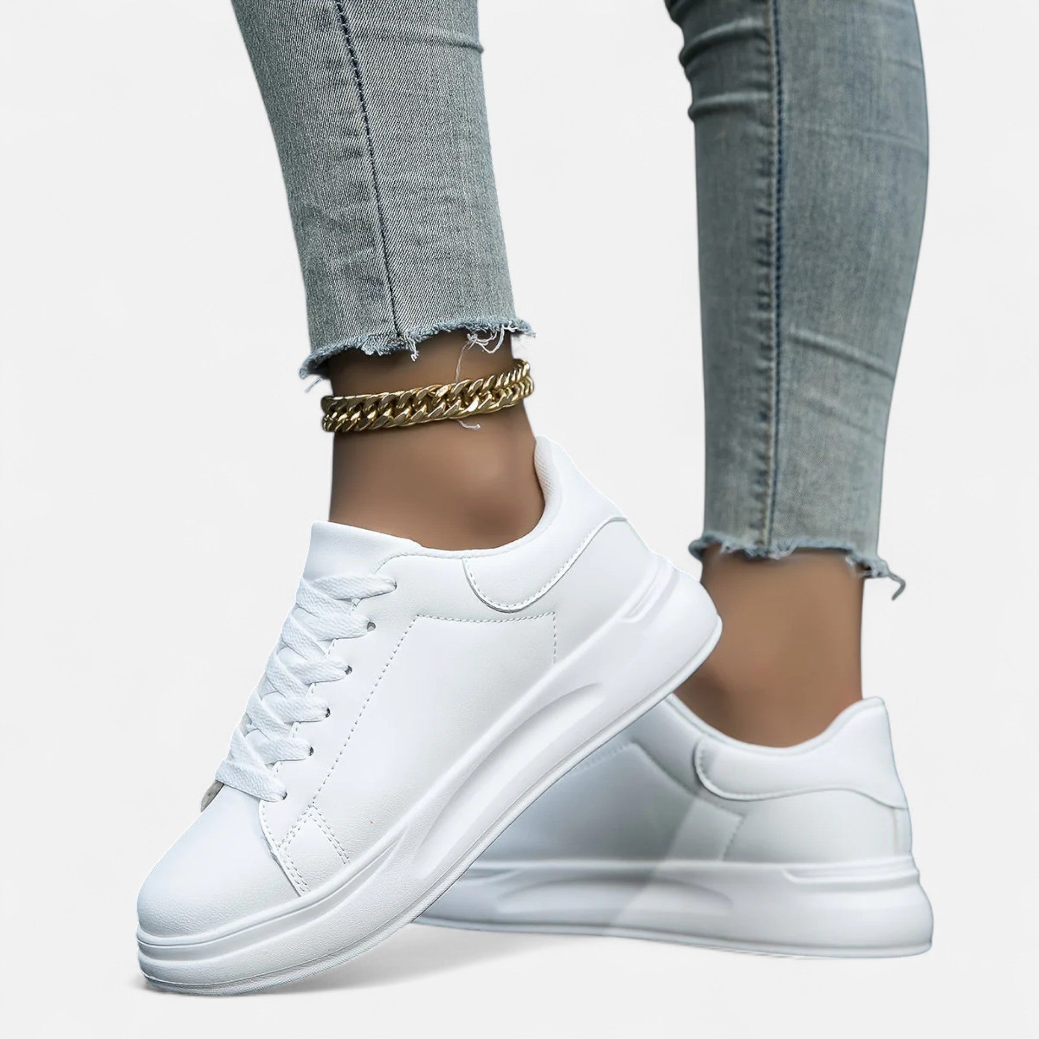 Sauvenor | Women’s Refined White PU Sneakers