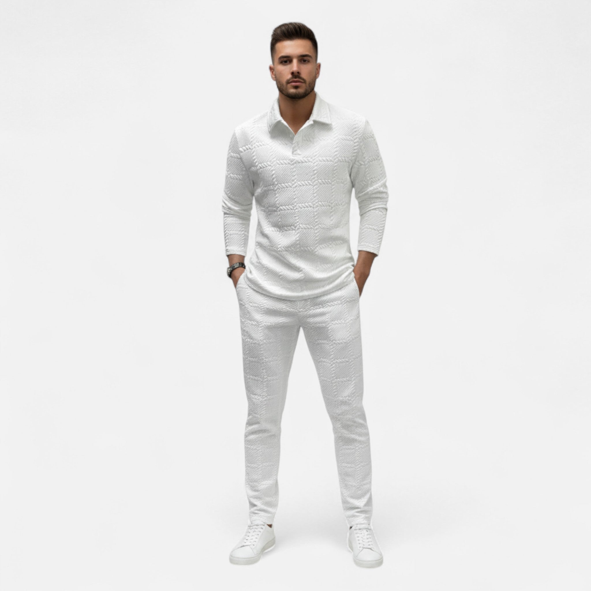 Sauvenor | Men’s Knitted Jacquard Polo Shirt